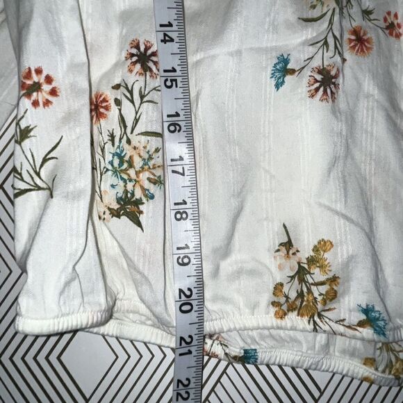 Ana A New‎ Approach Crop Blouse Top Sz L Wild Flowers 100% Cotton LS Nature EUC - Picture 8 of 8